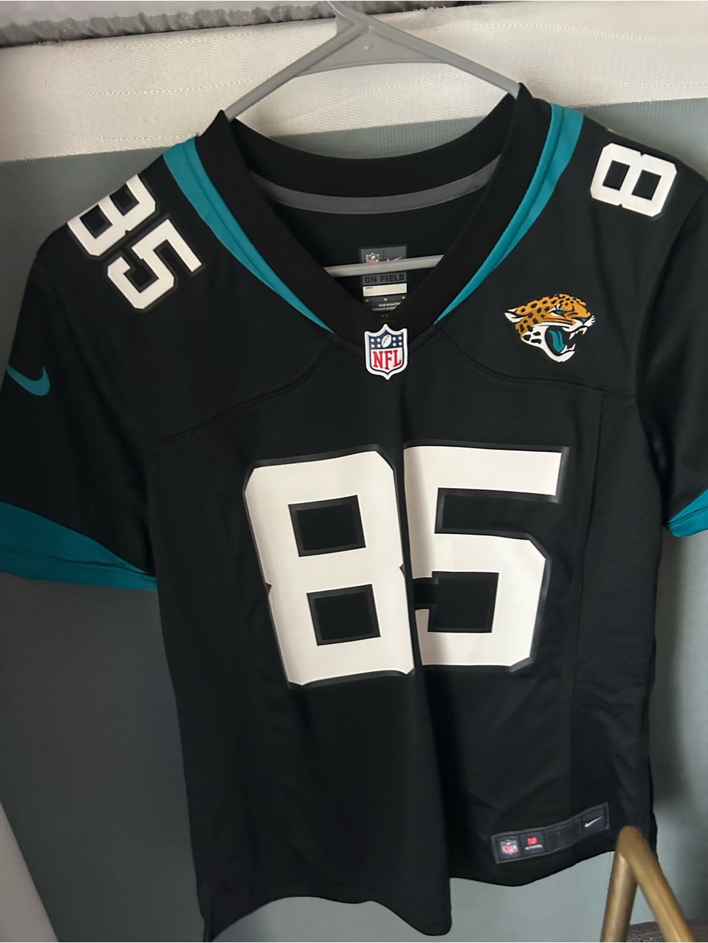 NFL Jacksonville Jaguars #85 Black and Teal Youth Jersey